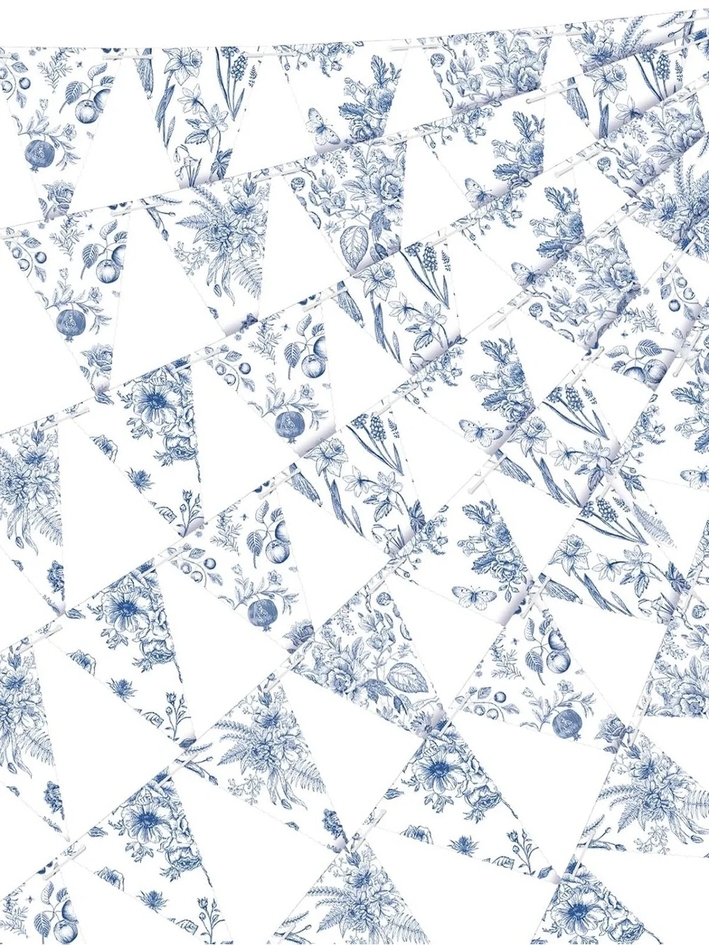 5 pack of Blue Floral Triangle Bunting Banner - Home Party Supplies